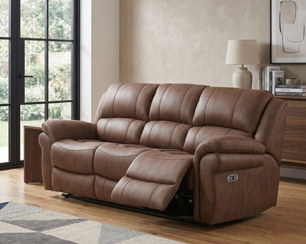 Farnham Ultra 3 Seater Fabric Power Recliner Sofa  – Tan