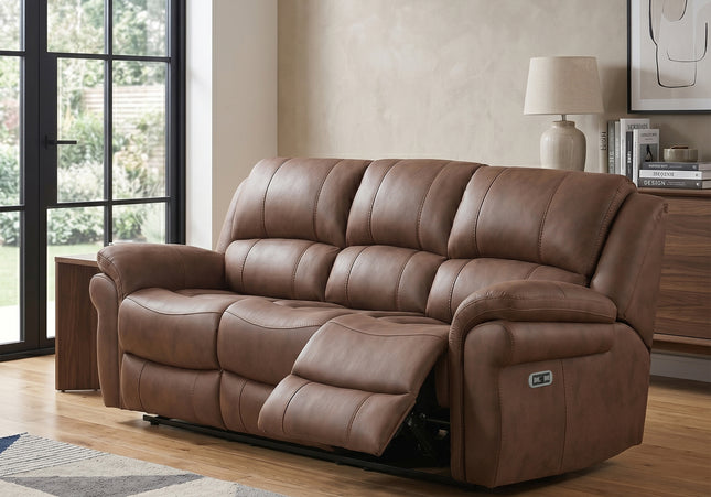 Farnham Ultra 3 Seater Fabric Power Recliner Sofa  – Tan