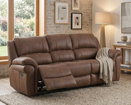 Farnham Ultra 3 Seater Fabric Power Recliner Sofa  – Tan