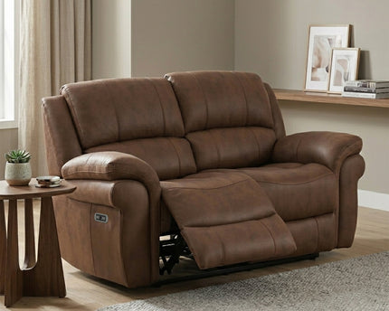 Farnham Ultra 2 Seater Fabric Power Recliner Sofa  – Tan