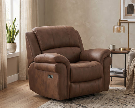 Farnham Ultra Fabric Power Recliner Armchair – Tan
