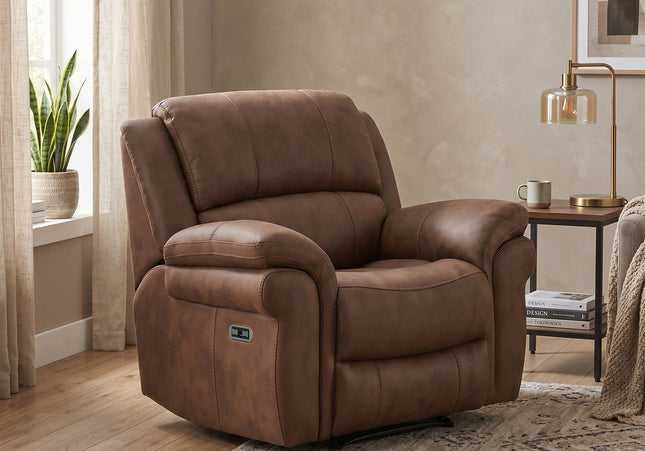 Farnham Ultra Fabric Power Recliner Armchair – Tan
