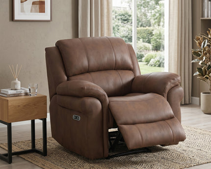 Farnham Ultra Fabric Power Recliner Armchair – Tan