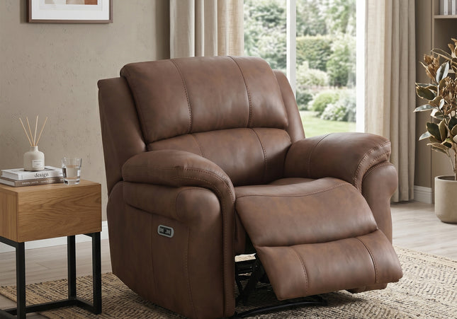 Farnham Ultra Fabric Power Recliner Armchair – Tan