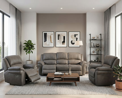Farnham Ultra 3 Seater + Armchair + Armchair Fabric Power Recliner Sofa Set – Grey