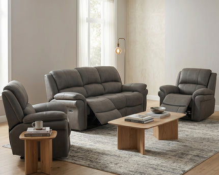 Farnham Ultra 3 Seater + Armchair + Armchair Fabric Power Recliner Sofa Set – Grey