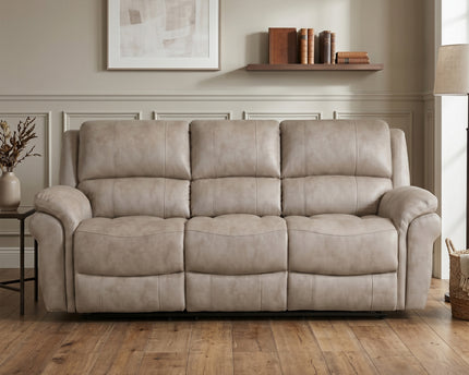 Farnham Ultra 3 Seater + Armchair + Armchair Fabric Power Recliner Sofa Set – Stone