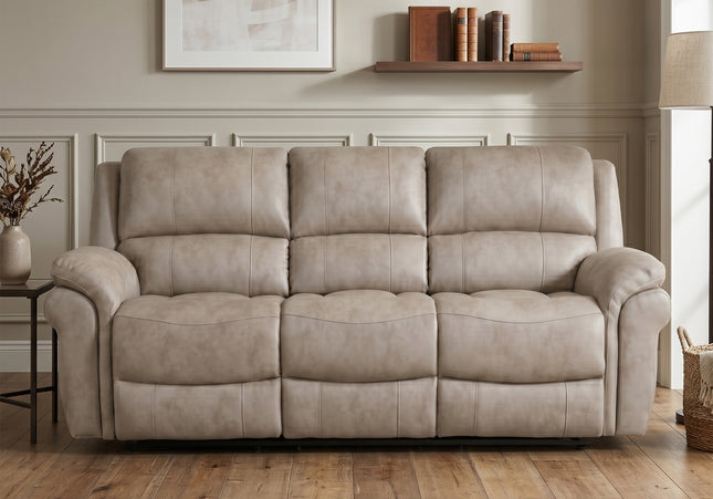 Farnham Ultra 3 Seater + 2 Seater Fabric Power Recliner Sofa Set  – Stone