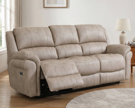 Farnham Ultra 3 Seater Fabric Power Recliner Sofa  – Stone