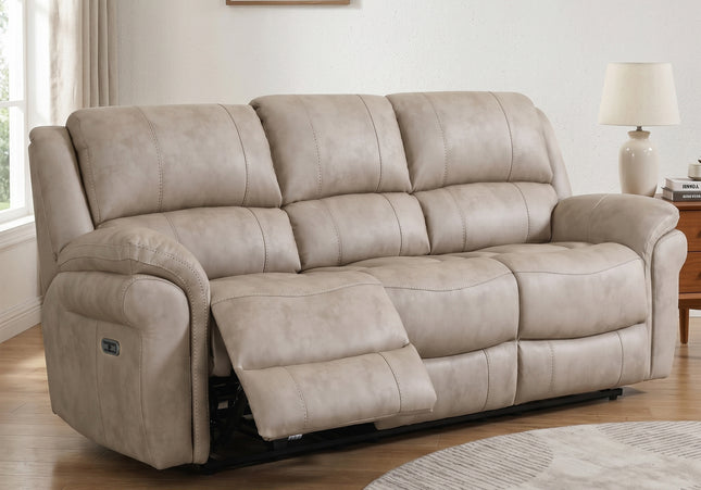 Farnham Ultra 3 Seater Fabric Power Recliner Sofa  – Stone