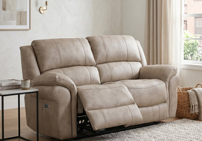 Farnham Ultra 2 Seater Fabric Power Recliner Sofa  – Stone