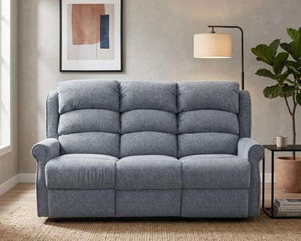 Windsor 3 Seater Fabric Electric Recliner Sofa – Steel Blue