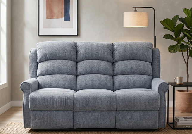 Windsor 3 Seater Fabric Electric Recliner Sofa – Steel Blue