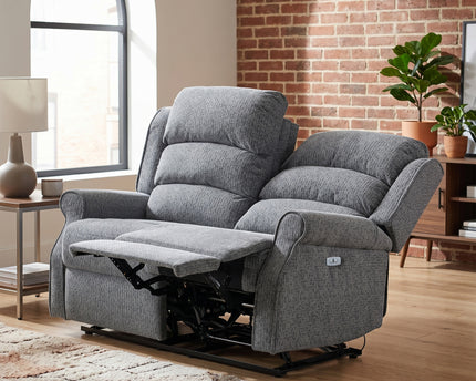 Windsor 2 Seater Fabric Electric Recliner Sofa – Steel Blue