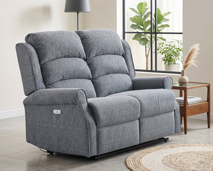 Windsor 3 Seater + 2 Seater Fabric Electric Recliner Sofa Set – Steel Blue