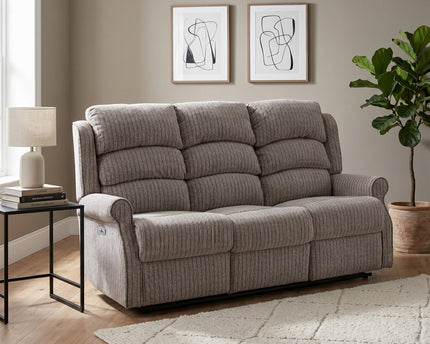 Windsor 3 Seater Fabric Electric Recliner Sofa – Natural