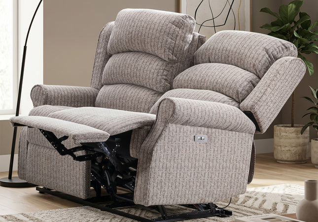 Windsor 3 Seater + 2 Seater Fabric Electric Recliner Sofa Set – Natural