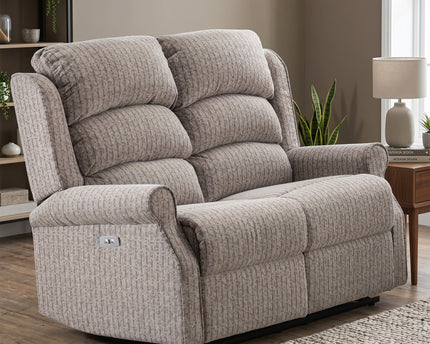 Windsor 2 Seater Fabric Electric Recliner Sofa – Natural