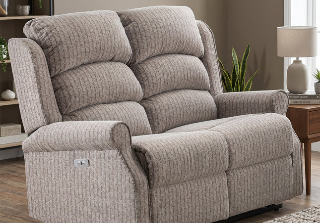 Windsor 2 Seater Fabric Electric Recliner Sofa – Natural