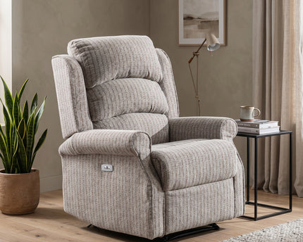 Windsor Fabric Electric Recliner Armchair – Natural