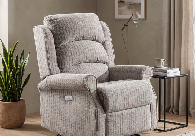 Windsor Fabric Electric Recliner Armchair – Natural