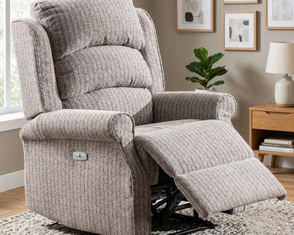 Windsor 3 Seater + Armchair + Armchair Fabric Electric Recliner Sofa Set – Natural
