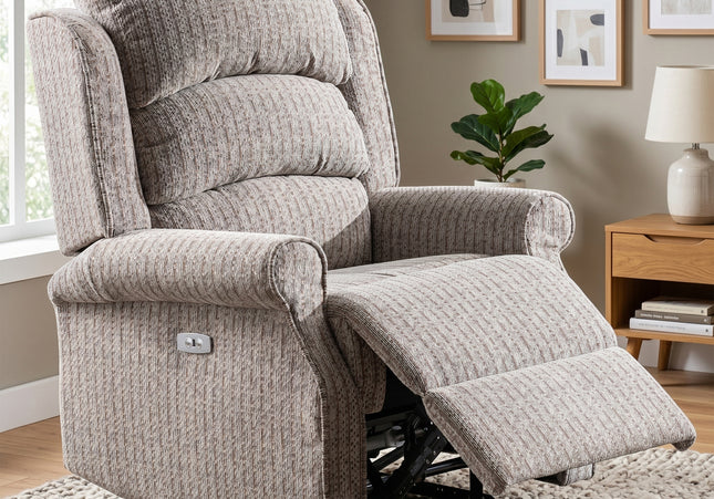 Windsor 3 Seater + Armchair + Armchair Fabric Electric Recliner Sofa Set – Natural