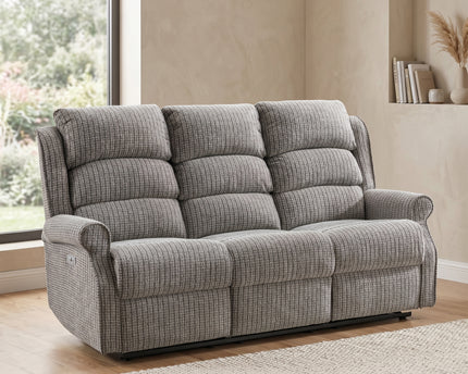 Windsor 3 Seater + Armchair + Armchair Fabric Electric Recliner Sofa Set – Latte