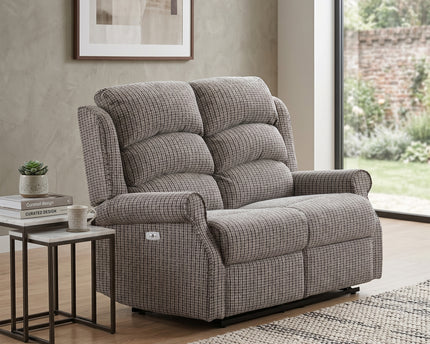 Windsor 2 Seater Fabric Electric Recliner Sofa – Latte