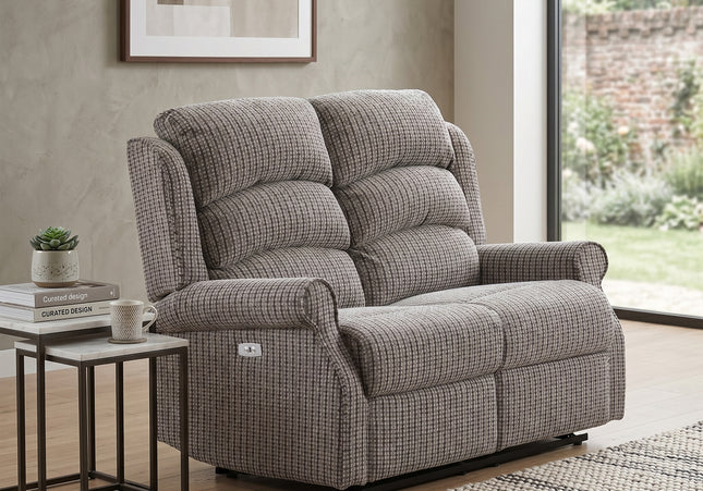 Windsor 3 Seater + 2 Seater Fabric Electric Recliner Sofa Set – Latte