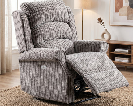 Windsor Fabric Electric Recliner Armchair – Latte