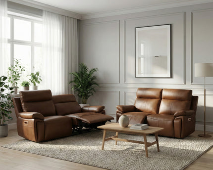 Ashby 2.5 Seater + 2 Seater Power Recliner Sofa Set – Tan