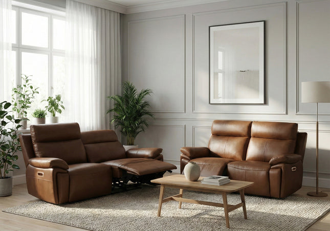 Ashby 2.5 Seater + 2 Seater Power Recliner Sofa Set – Tan