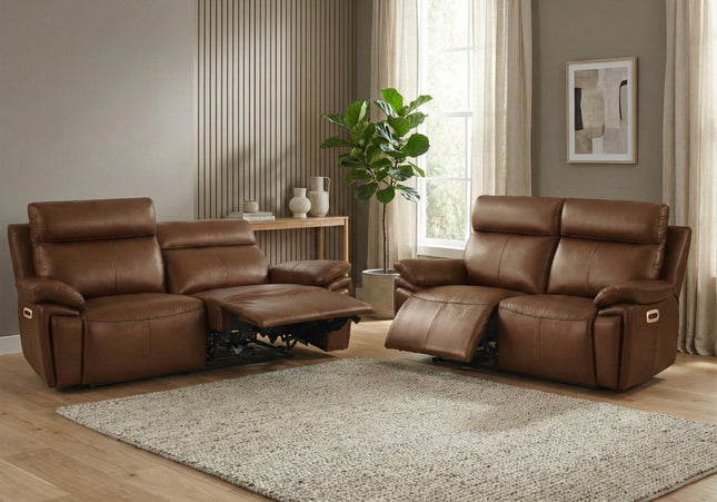 Ashby 2.5 Seater + 2 Seater Power Recliner Sofa Set – Tan