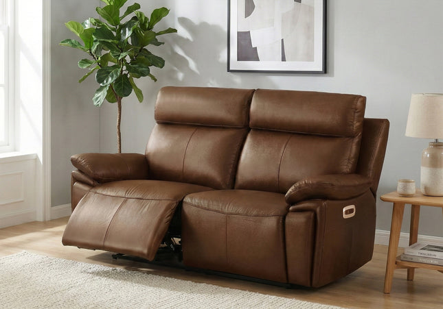 Ashby 2 Seater Power Recliner Sofa – Tan