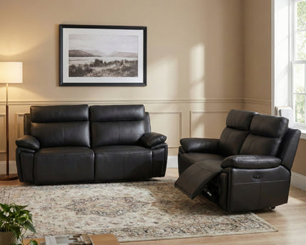 Ashby 2.5 Seater + 2 Seater Power Recliner Sofa Set – Black