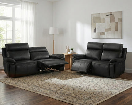 Ashby 2.5 Seater + 2 Seater Power Recliner Sofa Set – Black