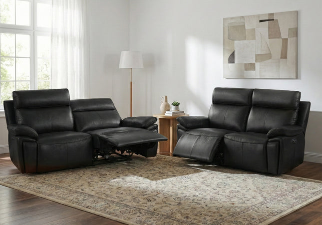 Ashby 2.5 Seater + 2 Seater Power Recliner Sofa Set – Black