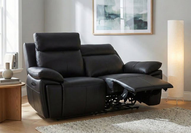 Ashby 2 Seater Power Recliner Sofa – Black
