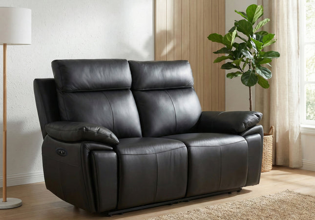 Ashby 2 Seater Power Recliner Sofa – Black