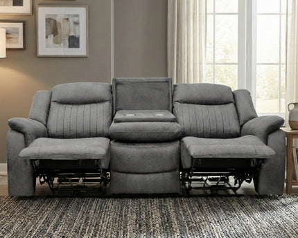 Darlington 3 Seater Fabric Power Recliner Sofa – Grey