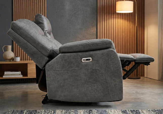 Darlington 2 Seater Fabric Power Recliner Sofa – Grey