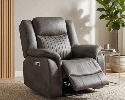 Darlington Fabric Power Recliner Armchair – Grey