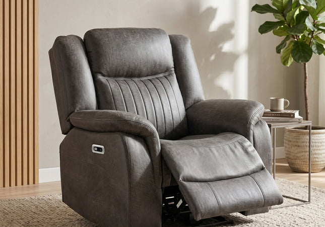 Darlington Fabric Power Recliner Armchair – Grey