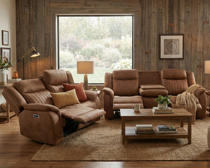 Darlington 3 Seater + 2 Seater Fabric Power Recliner Sofa Set – Tan