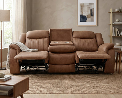 Darlington 3 Seater Fabric Power Recliner Sofa – Tan