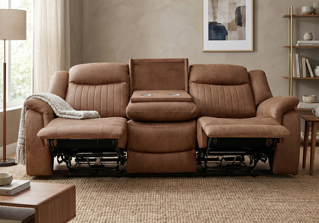 Darlington 3 Seater Fabric Power Recliner Sofa – Tan