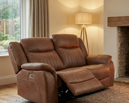 Darlington 2 Seater Fabric Power Recliner Sofa – Tan