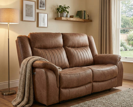 Darlington 2 Seater Fabric Power Recliner Sofa – Tan