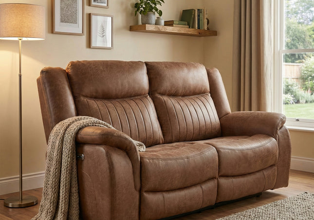 Darlington 2 Seater Fabric Power Recliner Sofa – Tan